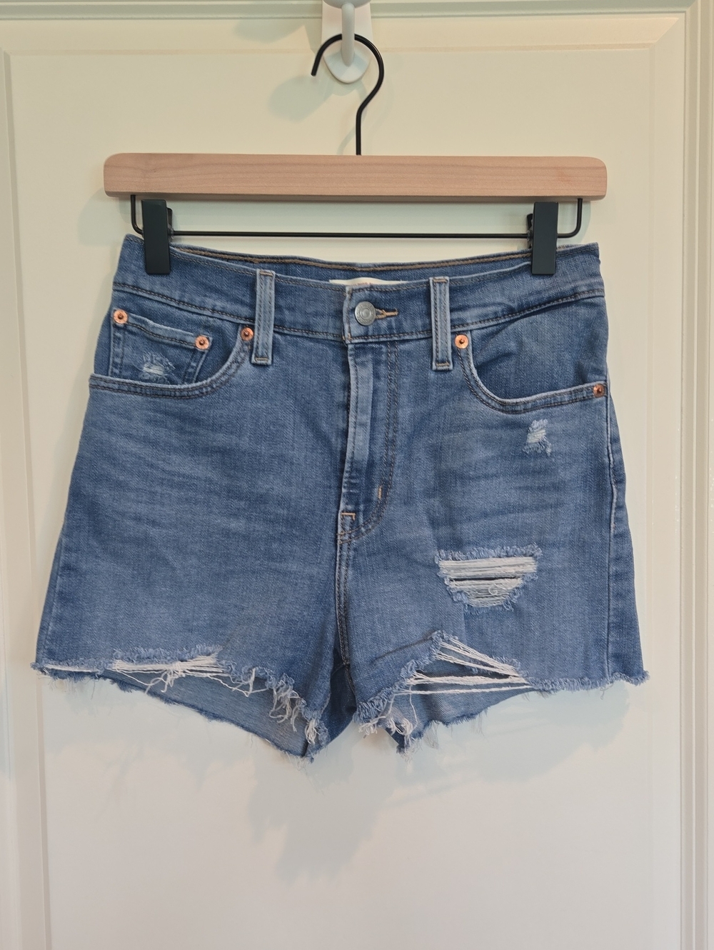 Levi's High-Rise Distressed Denim Shorts